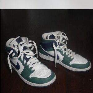 Green and Blue High-Top Sneakers